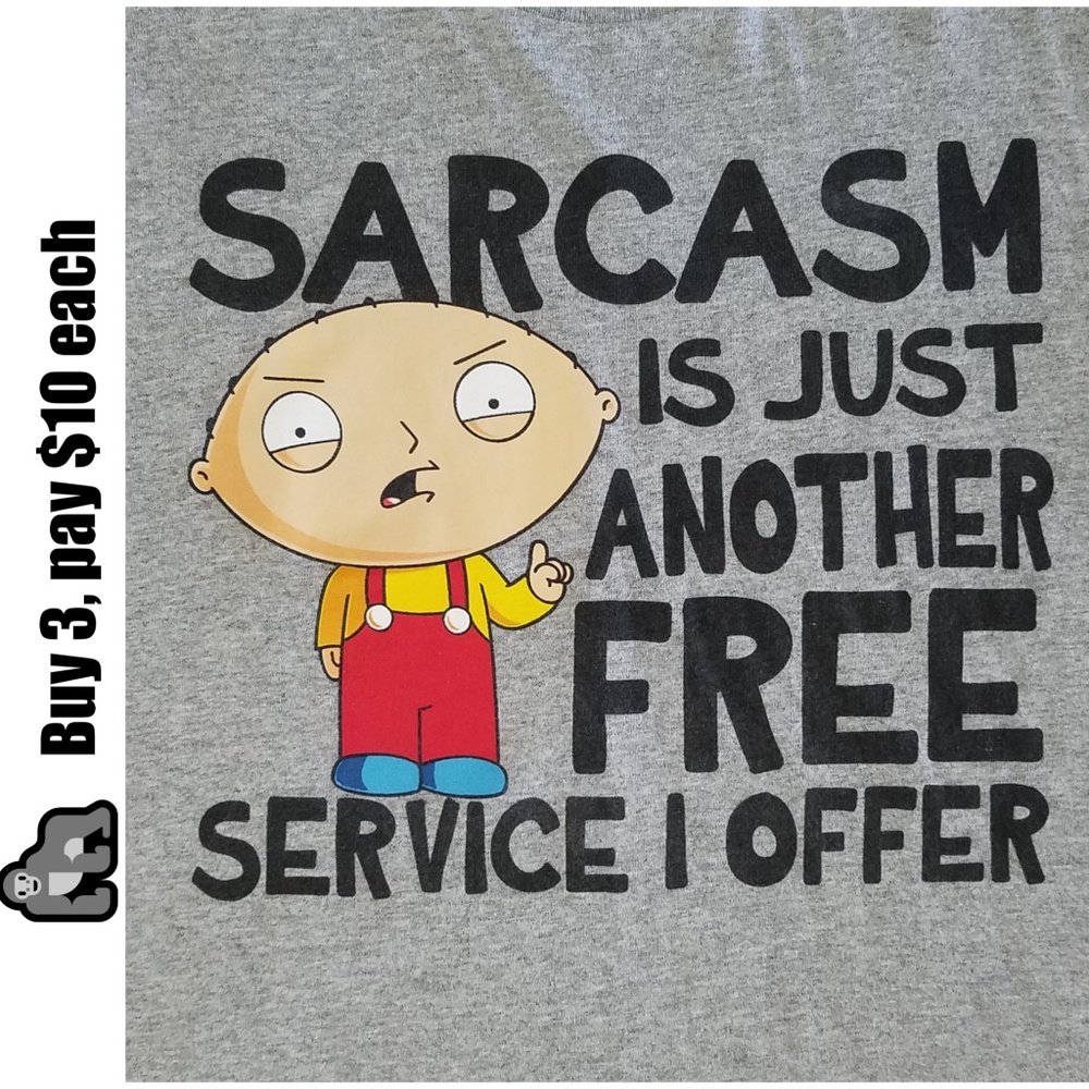 Family Guy Mens T-Shirt Sarcasm Size M Gray